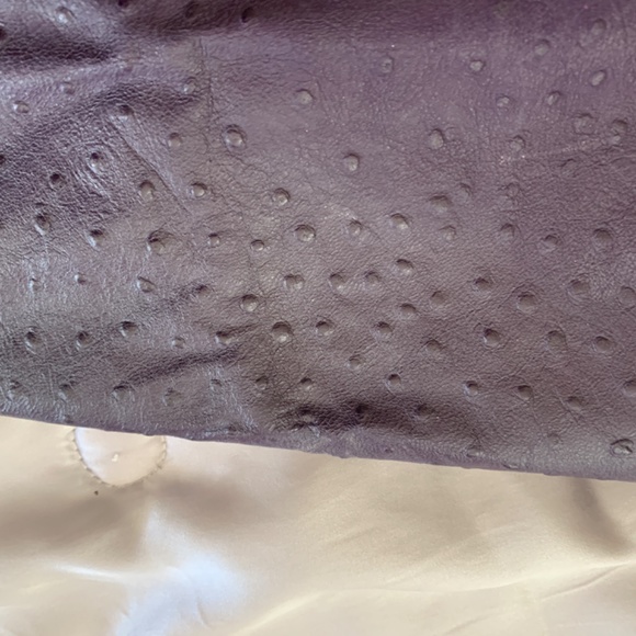 Soft ostrich embossed (dimpled) plum leather jeans by Swann. Medium - Picture 3 of 8